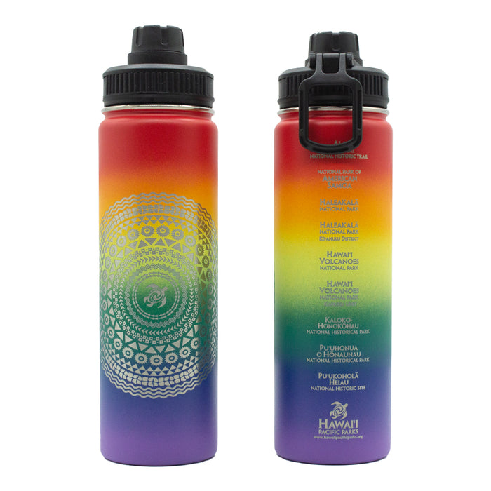 Insulated Water Bottle: Mandala Rainbow Pride Edition