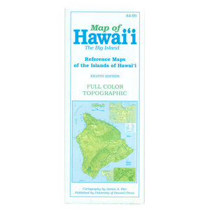 Map cover shows a green Hawaiʻi Island, or Big Island, on a blue background.