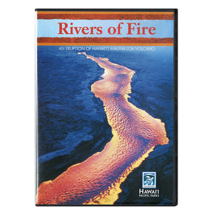 DVD cover shows a long orange lava river/flow between black lava banks, and the video discusses the March 1984 eruption of Mauna Loa volcano on the island of Hawaiʻi.