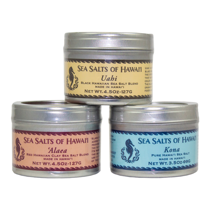 Three Tin Hawaiian Sea Salts Gift Box